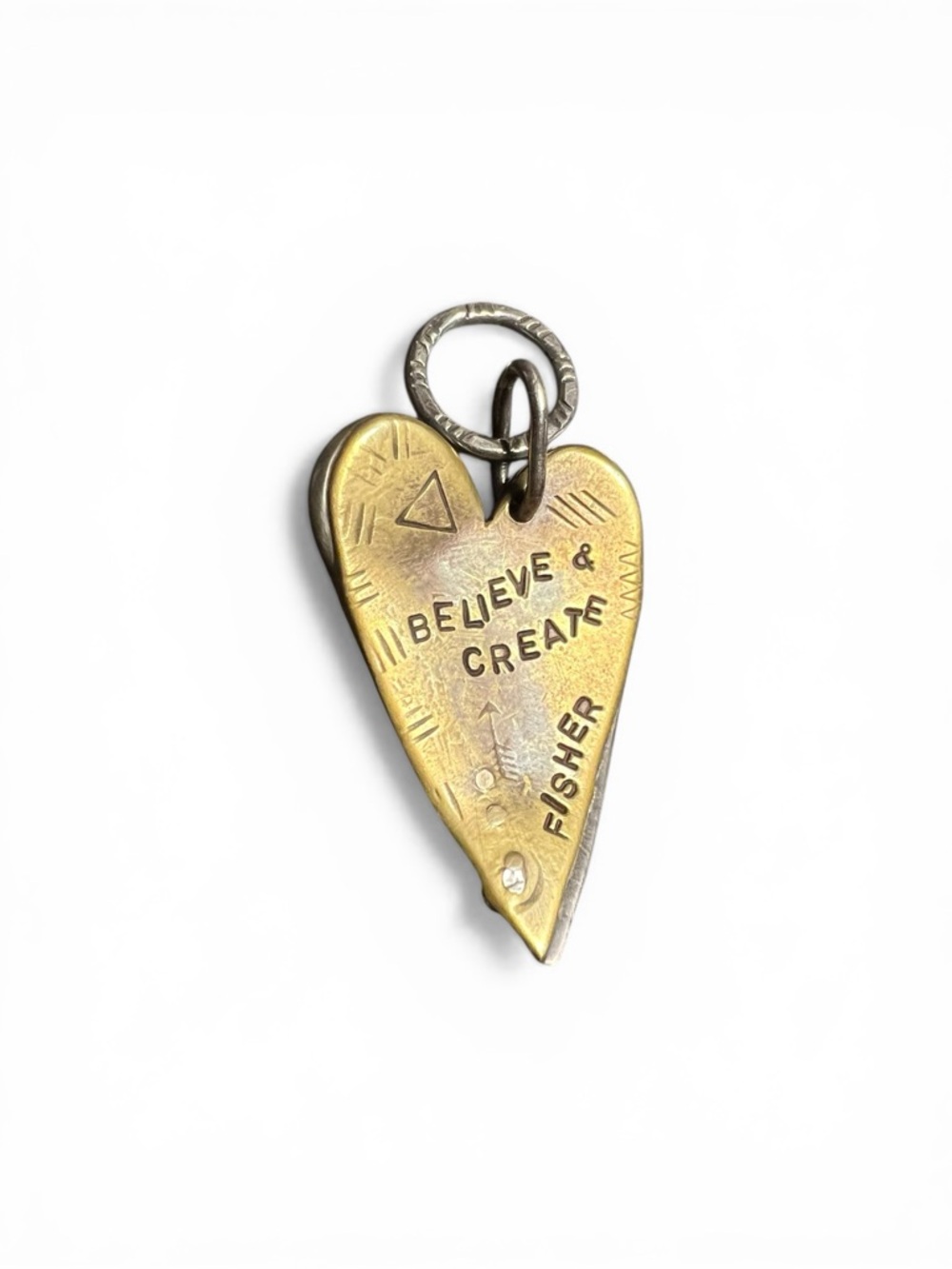 Handmade “imagine,trust” Heart PendantSilver & Gold Tone - Picture 2 of 3
